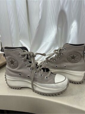 Converse High Top Platform Sneakers - Taupe Gray